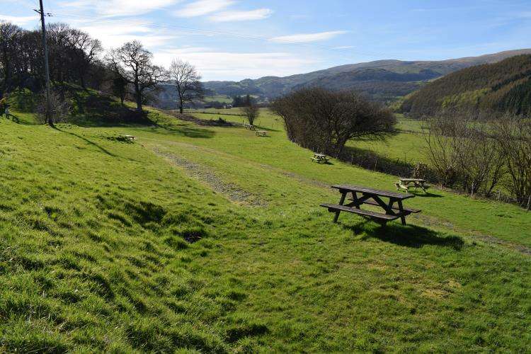 Traditional farm-based camping at Gwerniago near the Dyfi Estuary on the southern edge of Eryri.