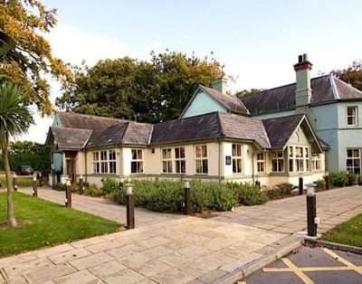 The Beeches pub exterior next to Premier Inn Wrexham North, Gresford