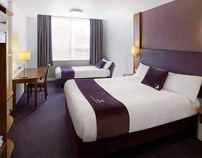 Twin en-suite bedroom at Premier Inn Wrexham North