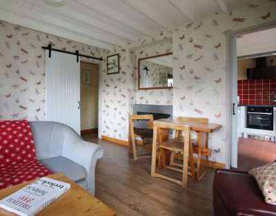 Open-plan living and dining area at The Garden House, near Monmouth