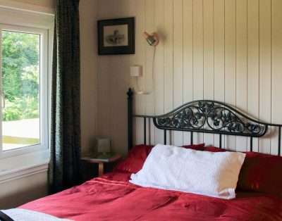 Double bedroom with garden views at The Garden House, near Monmouth